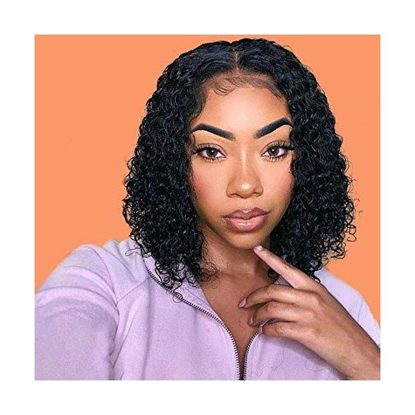 BIPLE Wig Cap Perruque Bresilienne Lace Frontal Kinkycurl Perruque Femme Naturelle Brésilien 10" 