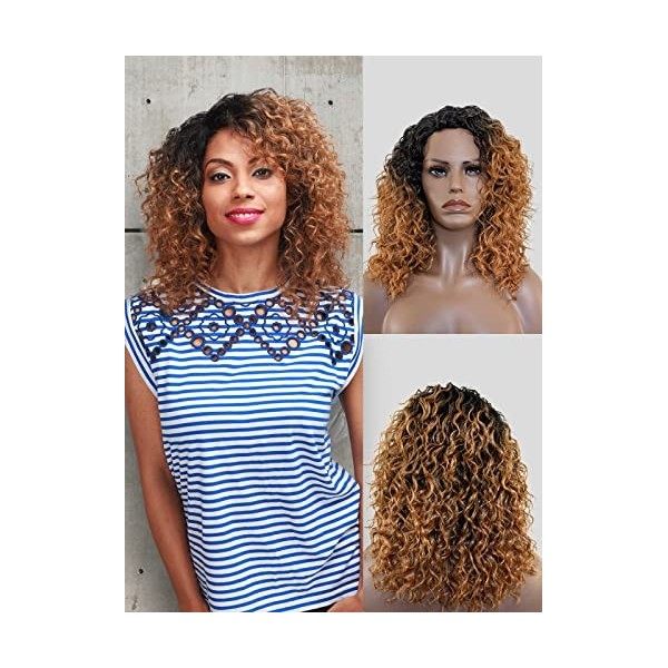 ECLA Shakira Perruque Bouclée Mi-longue 43,2cm 17” Cheveux Synthétiques Résistants à La Chaleur Pour Les Femmes Couleur Tie a