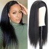 Perruques bandeau pour les femmes Yaki Long Black Afro Kinky Straight perruque dapparence naturelle perruques synthétiques a