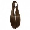 MapofBeauty 39 Pouce/100cm Lady Fashion Longue Ligne Droite Cheveux Animation Perruque Cosplay Perruque Brun 