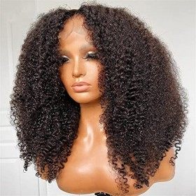 13x4 Kinky Curly Lace Front Wigs Human Hair 16 pouces MSGEM Brésiliens Kinky Curly HD Lace Frontal Wigs 180% Densité Vierge C