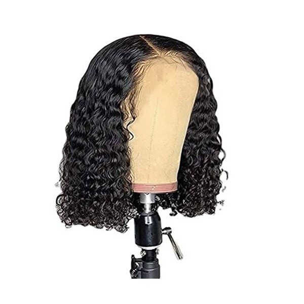 Hiraith Perruque Naturelle Brésilienne Bouclé/Raides, 360 Noir Perruque Brésilienne Courte Avec Dentelle, Wigs Human Hair Tul