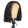 Hiraith Perruque Naturelle Brésilienne Bouclé/Raides, 360 Noir Perruque Brésilienne Courte Avec Dentelle, Wigs Human Hair Tul