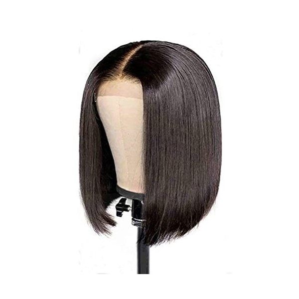 Hiraith Perruque Naturelle Brésilienne Bouclé/Raides, 360 Noir Perruque Brésilienne Courte Avec Dentelle, Wigs Human Hair Tul