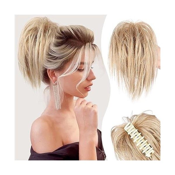 Pince pour queue de cheval en désordre, Messy Bun Morceau de cheveux Pince à cheveux Chignon ondulé Chignon bouclé pour femme