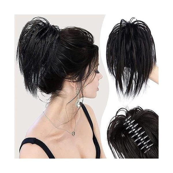 Pince pour queue de cheval en désordre, Messy Bun Morceau de cheveux Pince à cheveux Chignon ondulé Chignon bouclé pour femme