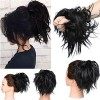 Postiche Chignon Cheveux Naturel Chignon Bouclé Chouchous Extensions de Cheveux Scrunchies Ondulés Tousled Updo Bun Extension