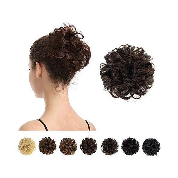 BARSDAR Postiches Cheveux Chignon 100% Cheveux Humain Naturel Bouclé Chouchou Chignon Coiffé Décoiffé Extensions de Cheveux C