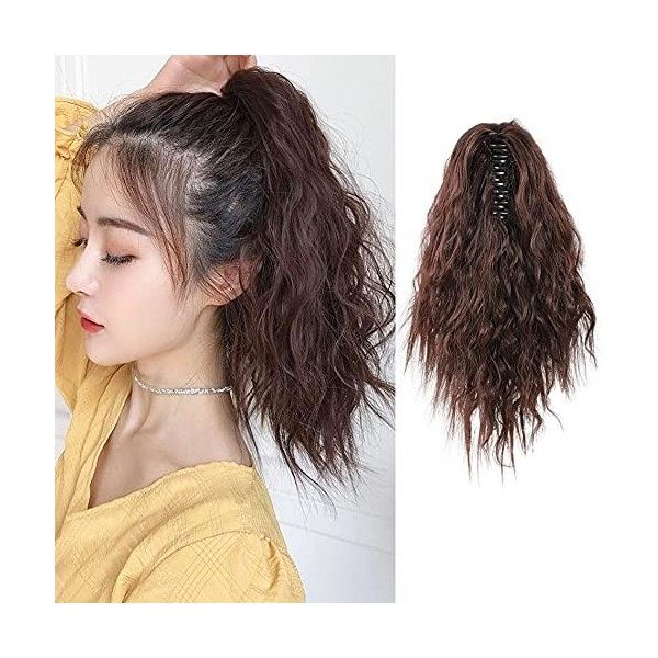 MEIRIYFA Extension de cheveux courts ondulés pour femme - Pour une utilisation quotidienne ou une fête - Marron foncé