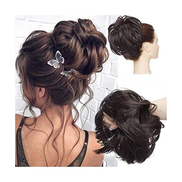 Tousled Updo Chignon Désordonné Extension de Cheveux Naturels Queue de Cheval avec élastique Postiche Synthétique pour les Fe