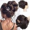 Tousled Updo Chignon Désordonné Extension de Cheveux Naturels Queue de Cheval avec élastique Postiche Synthétique pour les Fe