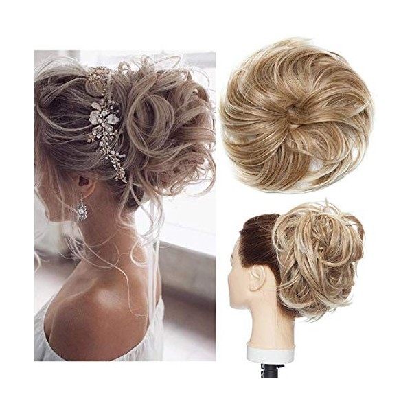 Tousled Updo Chignon Désordonné Extension de Cheveux Naturels Queue de Cheval avec élastique Postiche Synthétique pour les Fe