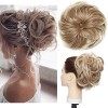 Tousled Updo Chignon Désordonné Extension de Cheveux Naturels Queue de Cheval avec élastique Postiche Synthétique pour les Fe