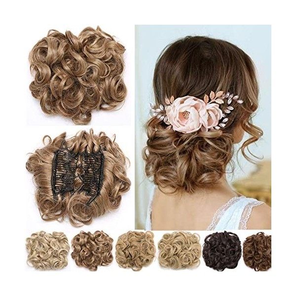 Extensions a clip cheveux naturel postiche cheveux Wrap Scrunchie Scrunchy volumineux Chignon Combs Hair Extensions bouclés Q