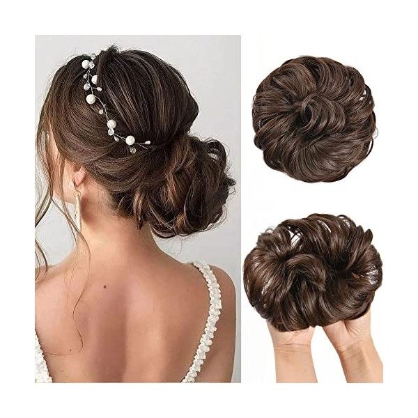 AOMIG Chignon Postiche Cheveux, Chignon Queue de Cheval Extension, Chignon Cheveux Naturel Chignon Bouclé Elastique pour Femm