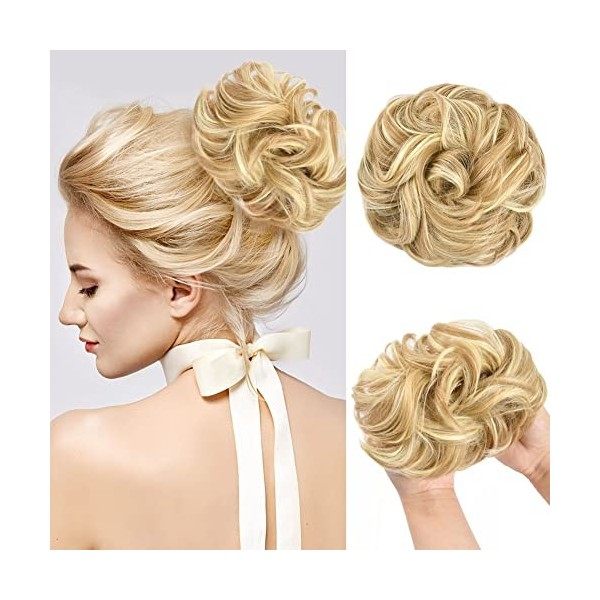 AOMIG Chignon Postiche Cheveux, Chignon Queue de Cheval Extension, Chignon Cheveux Naturel Chignon Bouclé Elastique pour Femm