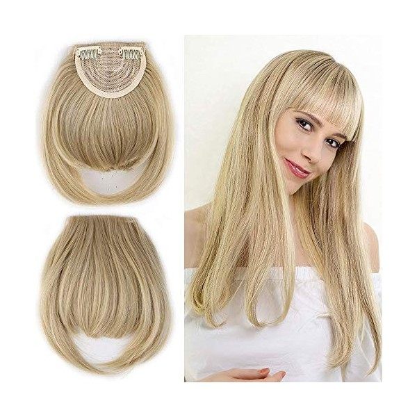 Postiche Frange a Clip Extension de Cheveux Lisse - Clips in Hair Bang Fringe Hair Extensions 30g Tempes 22cm Marron