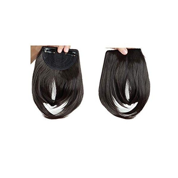 Postiche Frange a Clip Extension de Cheveux Lisse - Clips in Hair Bang Fringe Hair Extensions 30g Tempes 22cm Marron