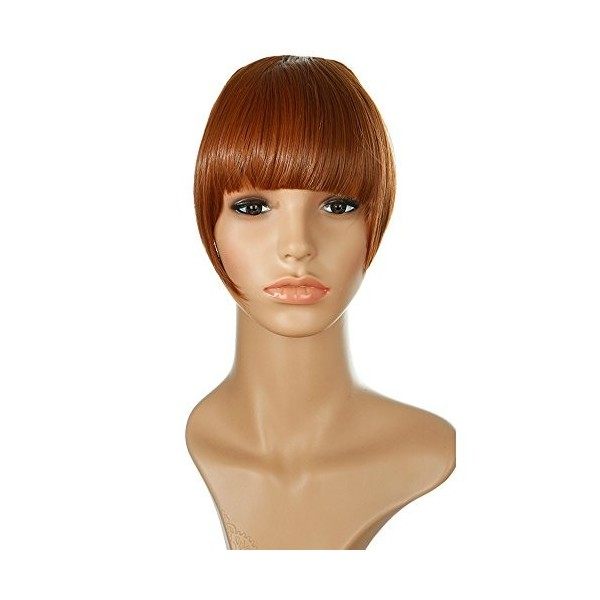 Postiche Frange a Clip Extension de Cheveux Lisse - Clips in Hair Bang Fringe Hair Extensions 30g Tempes 22cm Marron