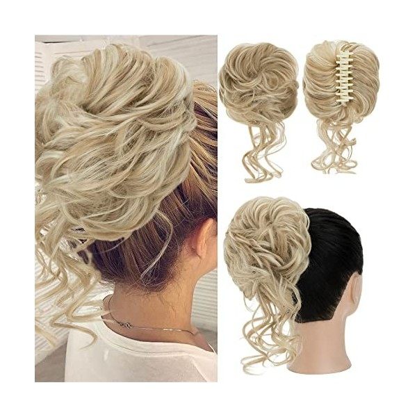 S-Noilite Agrafe Postiche Cheveux Chignon Griffe Queue de Cheval Extension Synthétique Queue de Cheval Chignon Extensions Che