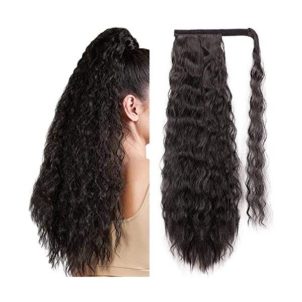 JessLab Postiches Queues de Cheval, 61cm Curly Synthétique Vague de Maïs Postiches Naturels Résistant à la Chaleur Ponytail W