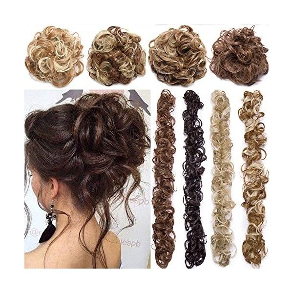 XXL Postiche Extension des Cheveux Hairpiece Naturel Cheveux En Caoutchouc Chouchou Chignons VOLUMINEUX Bouclés Ou Chignon Br