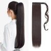 TESS Queue de Cheval Extension 60 cm, Ponytail Cheveux Naturel Lisse Hellbraun mit Aschblond Fausse Queue de Cheval 90g