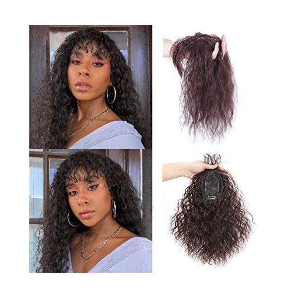 Toppers pour cheveux bouclés avec pince à franges bouclées en couronne synthétique Topper Wiglet postiches pour femmes, 14" b