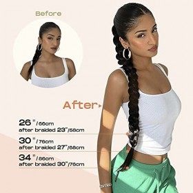 Perruque Tresse Queue de Cheval Rallonge Cheveux Bouclés Brun 80cm, Tresse Rallonge Queue de Cheval Rallonge