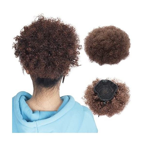 MEIRIYFA Afro Puff Queue de Cheval à Cordon Cheveux Courts Bouclés Synthétiques Extension Afro Hair Bun Updo Hair Afro Chigno