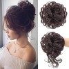 Sozakka Chignon Postiche Cheveux Naturel,Postiche Chignon Bouclé Ondulés,Hair Extension Bun Faux Chignon Décoiffé Élastique C...