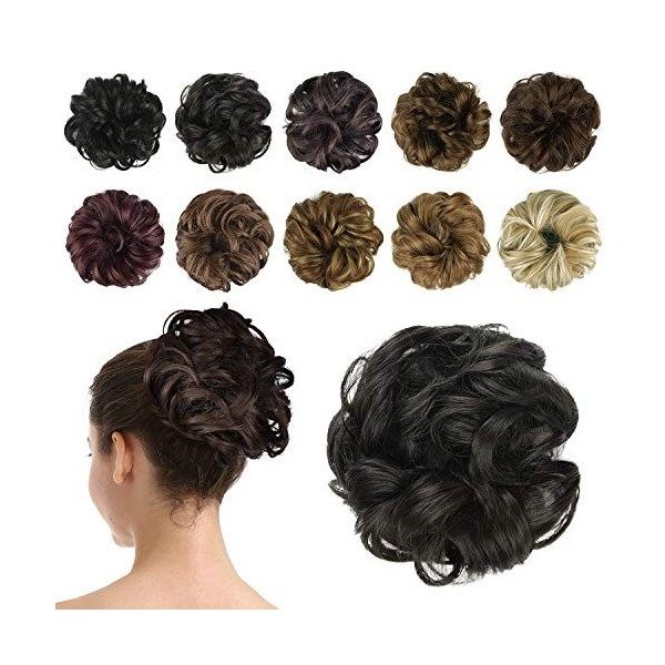 BARSDAR Postiche Chignon Cheveux Naturel Chignon Effet Decoiffe MéChéS Bouclé Chouchous Extensions de Cheveux Scrunchies Ondu