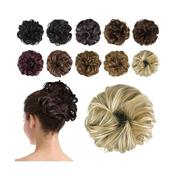 BARSDAR Postiche Chignon Cheveux Naturel Chignon Effet Decoiffe MéChéS Bouclé Chouchous Extensions de Cheveux Scrunchies Ondu