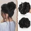 FESHFEN Chignon Postiche Pinces à Cheveux Postiches Synthétique Rajout Bouclés Ondulés Chouchou Clip Cheveux Naturel Faux Chi