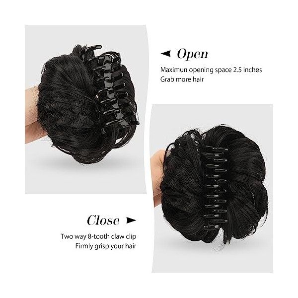 FESHFEN Chignon Postiche Pinces à Cheveux Postiches Synthétique Rajout Bouclés Ondulés Chouchou Clip Cheveux Naturel Faux Chi