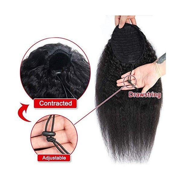 Kinky Straight Drawstring Ponytail Extensions Pour les femmes noires YAKI extension de cheveux bouclés tirer queue de cheval 