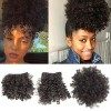 Postiche pour femmes afro-américaines - Queue de cheval avec cordon de serrage et frange - Afro Puff avec 2 franges remplaçab