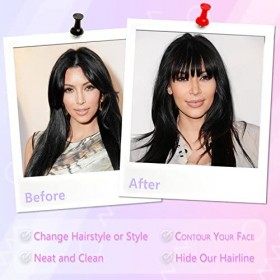 2Pcs Frange à Clips Frange a Clip Cheveux Naturel Extension,Frange a Clip Postiche Cheveux Lisse Hair Bang Fringe Frange minc