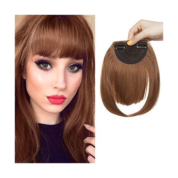 SEGO Postiche Frange à Clip Cheveux Synthetique - Fausse Frange Avec 2 Clips Une Seule Pièce - Clip in Bangs Fringe Hair Exte