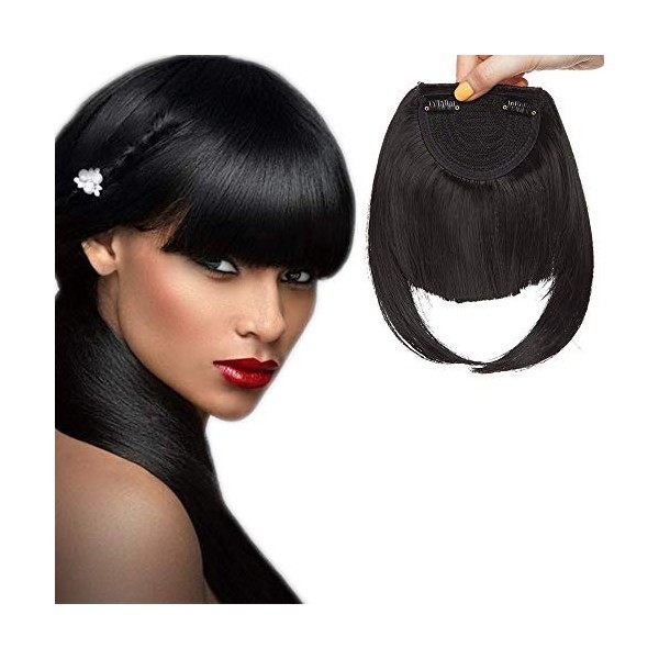 SEGO Postiche Frange à Clip Cheveux Synthetique - Fausse Frange Avec 2 Clips Une Seule Pièce - Clip in Bangs Fringe Hair Exte