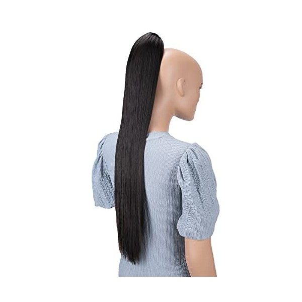 CAISHA by PRETTYSHOP 70cm Postiche Natte Queue De Cheval Extensions De Cheveux Raide Brun Noir H158