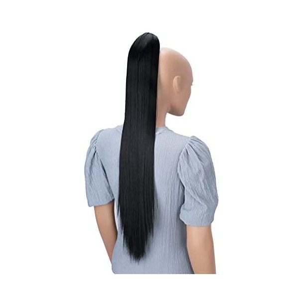 CAISHA by PRETTYSHOP 70cm Postiche Natte Queue De Cheval Extensions De Cheveux Raide Brun Noir H158