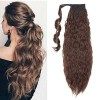 Postiche Chignon Extension a Clip Cheveux Naturel Ponytail Pâte Magique Queue de Cheval Ombre 66cm Bouclé Corn Wave Noir natu