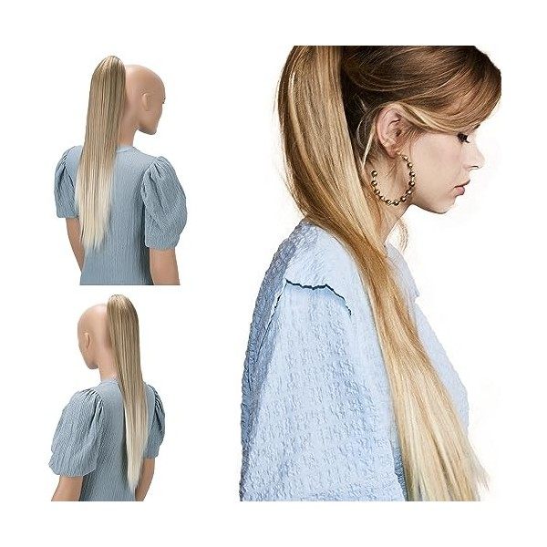 CAISHA by PRETTYSHOP 60cm Ponytail Postiche Avec Pince Papillon Natte Queue De Cheval Extensions De Cheveux Raide Mélange Blo