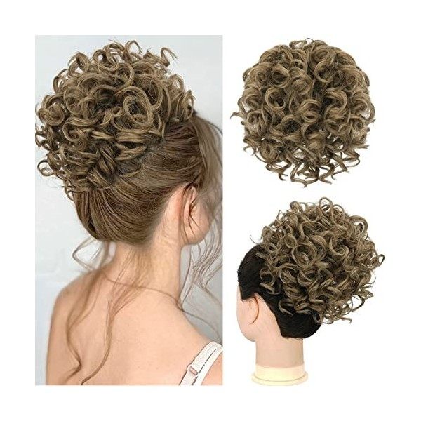 RUWISS Chignon Postiche Cheveux Grande Postiches Bouclés Ondulés Naturel Synthétique Chouchou Postiche de Cheval Chignon Elas