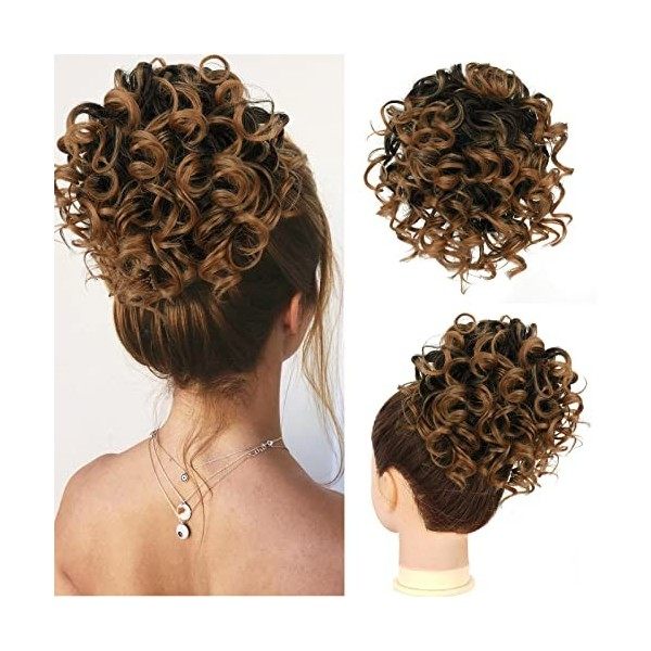 RUWISS Chignon Postiche Cheveux Grande Postiches Bouclés Ondulés Naturel Synthétique Chouchou Postiche de Cheval Chignon Elas