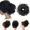 Faux Chignon Bouclé Ebouriffé Chouchou Cheveux Synthétique, Noir Foncé, Postiche Queue de Cheval Cheveux Chignon Extension Po