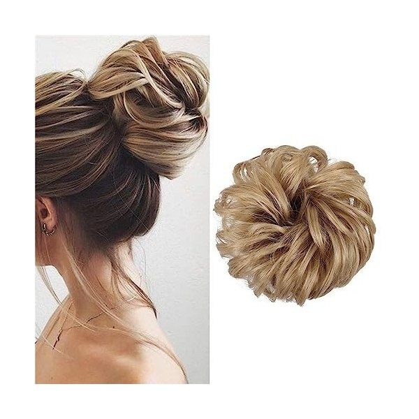 Postiche Extensions,Bouclés Chouchou Postiche,Chignon Postiche Cheveux,Avec élastique Postiche,Curly Hair Bun Extension,Faux 