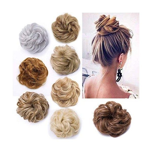 Chouchou Postiche Ondulé Pour Queue De Cheval Moyenne Faux Chignon Chouchou Donut Elastique Bouclé Srcunchie Hair Bun, Auburn