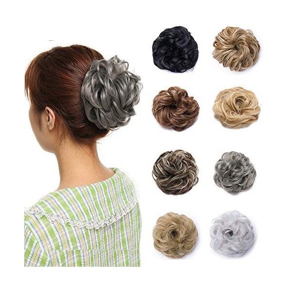 Chouchou Postiche Ondulé Pour Queue De Cheval Moyenne Faux Chignon Chouchou Donut Elastique Bouclé Srcunchie Hair Bun, Auburn